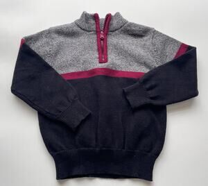 Toddler Boy's Andy & Evan Black and Gray Knit Quarter Zip Sweater Size 4T